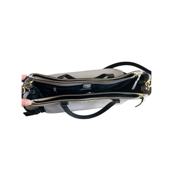 Kate Spade Leighann Laurel Way Leather Satchel Neutral Blush/Black Handbag Large - Picture 7 of 13